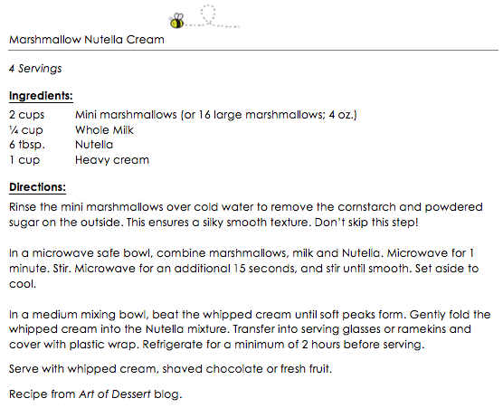 Marshmallow Nutella Cream snippet